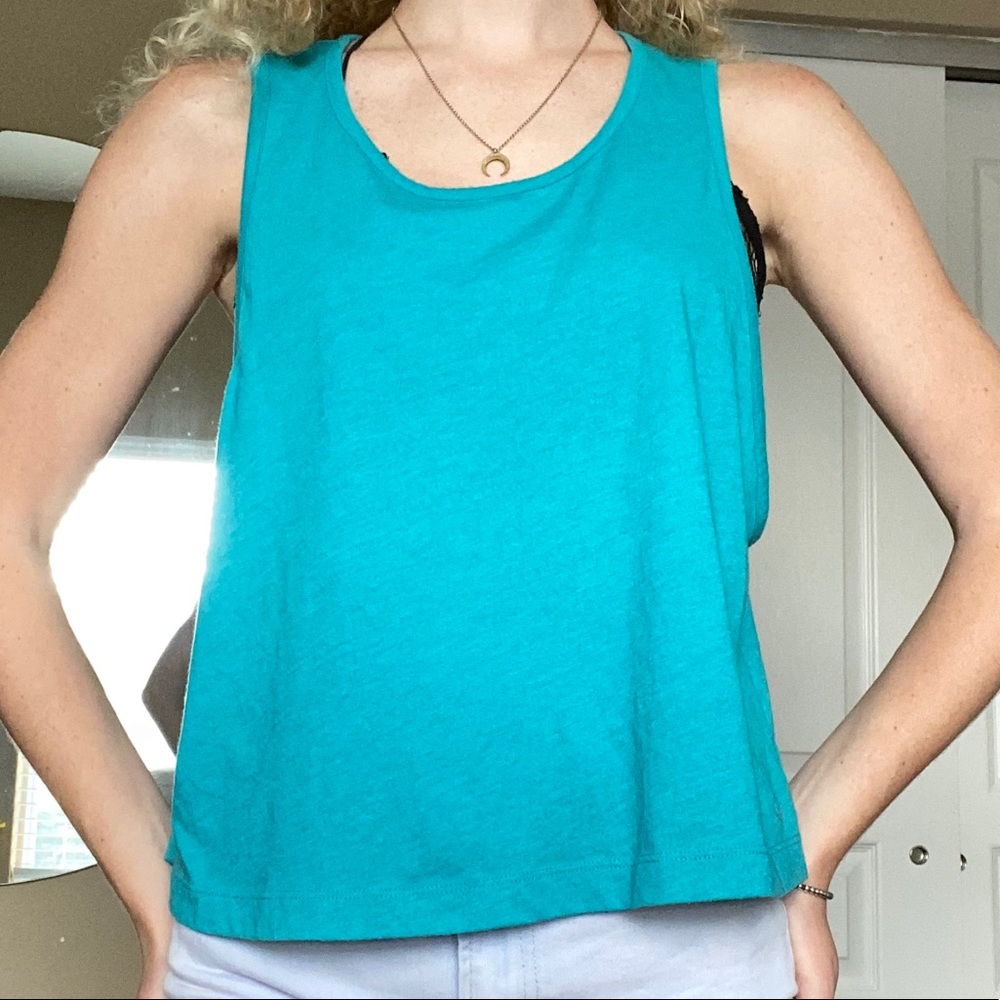 Champion Cropped Teal Tank